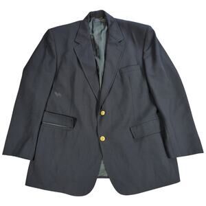 Brooks Brothers BrooksBlend Blazer Mens 44R Navy Gold Button Made in USA